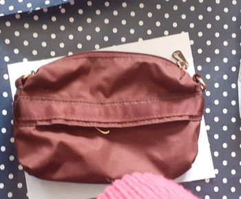 sac bandoulière en tissu déperlant, bordeaux/marron 
