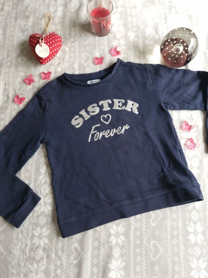 Pull bleu marine "Sister forever"