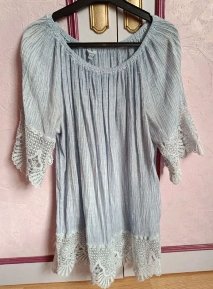 Blouse bleu écru T.3( 40/42)