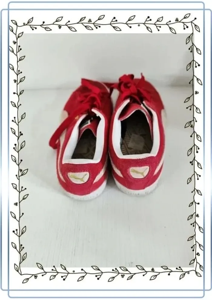 Chaussures basses puma rouge, taille 36, bon état plusieurs traces - photo numéro 3