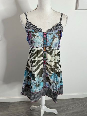 Robe tunique Vichy fleurs et zèbre Y2K T38 M