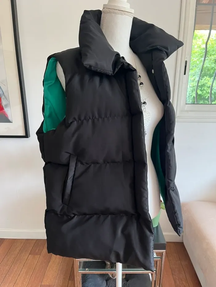 Veste sans manches doudoune noire et verte neuve taille L (40/42) - photo numéro 2