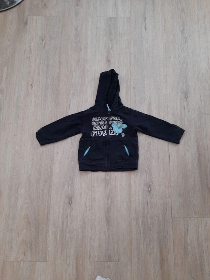 Sweat gilet zip à capuche léger 18 mois
