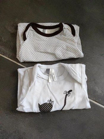 Lot 2 bodies manches courtes 6 mois