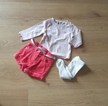 🩷 Ensemble tee-shirt ML short collant 3 mois Obaïbi/Kiabi #emyfleury_3moisfille