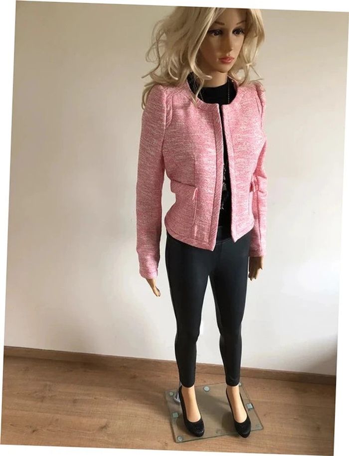 Veste de tailleur rose et blanche neuve Morgan taille 38 (valeur 79€) - photo numéro 4
