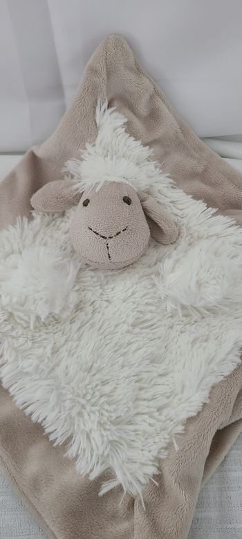 Doudou plat mouton beige blanc EURODIF