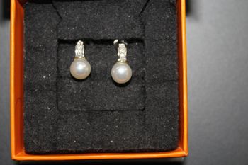 Boucles d'oreilles argent /perle /oxydes de zirconium