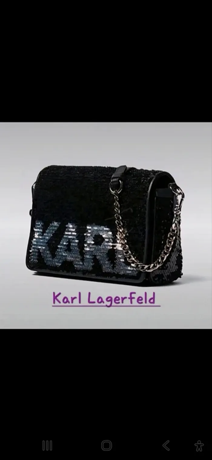 Sac en cuir et sequins réversibles. Bandoulière amovible. Karl Lagerfeld authentique. Neuf 🥰 - photo numéro 10