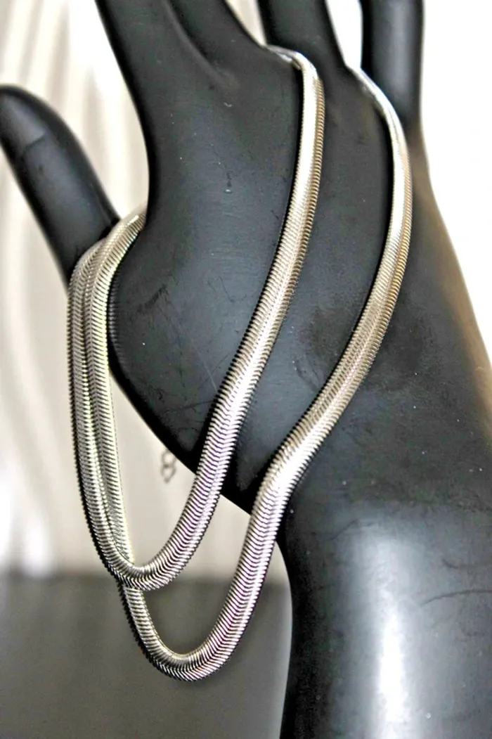 collier en maille serpent plat en acier inoxydable longueur mini 55 cms - photo numéro 2
