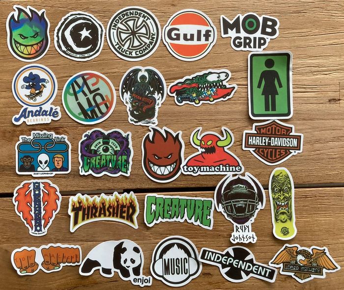 25 stickers de marque de skate