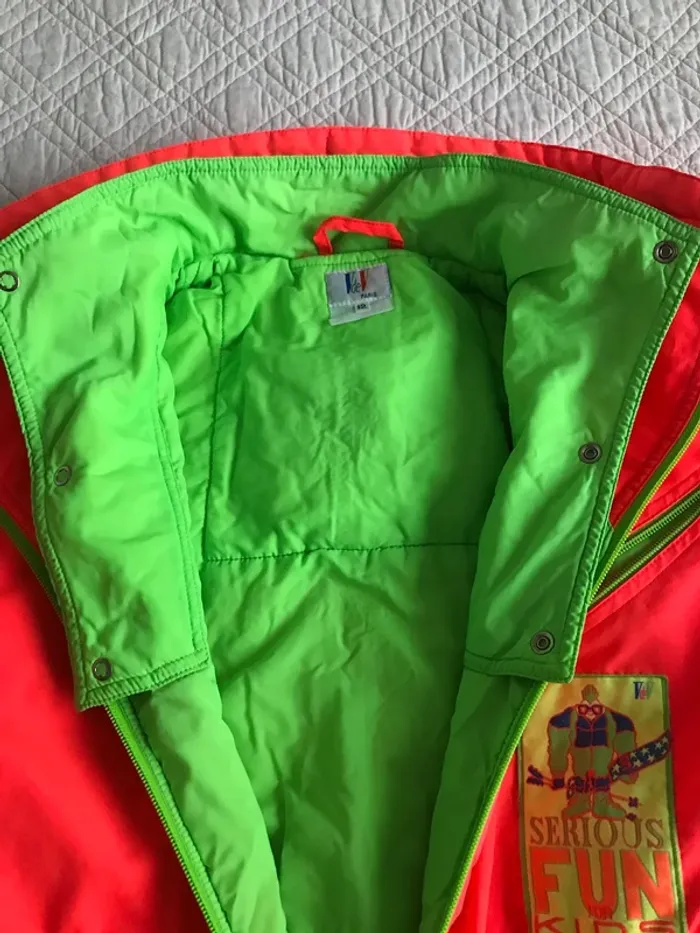 Salopette combinaison de ski rétro vintage orange fluo années 80 xs ou 12 ans - photo numéro 6