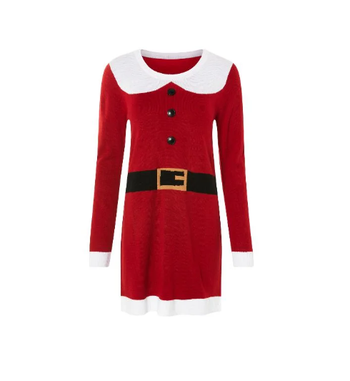 Robe en maille femme motif de Noël – Pull dress festive – Col rond
