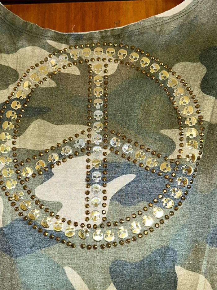 T-shirt camouflage Peace skull M/L Panacher - photo numéro 4