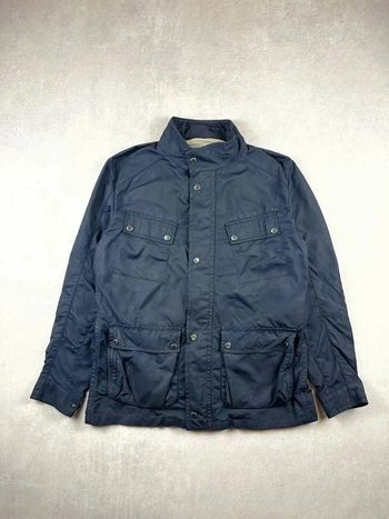 Manteau imperméable Burberry full zip utilitaire Long Coat Buttoned Belted marine Size L Women #160