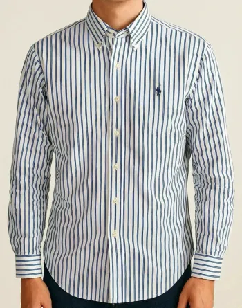 Chemise Ralph Lauren rayée bleu/blanc – Classic Fit – Vintage Y2K