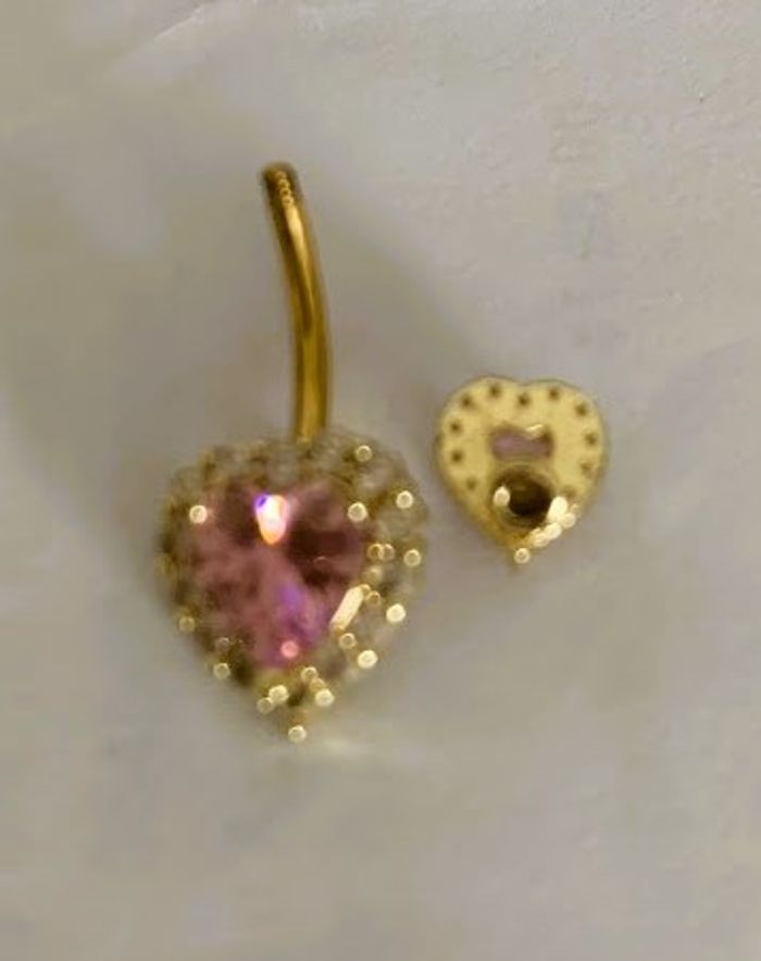 Piercing nombril cœur rose et doré TEMU - photo numéro 3