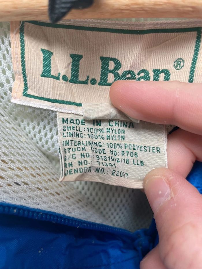 Men’s Vintage L.L. Bean Bright Blue Anorak Poncho Windbreaker Jacket Size L - photo numéro 9