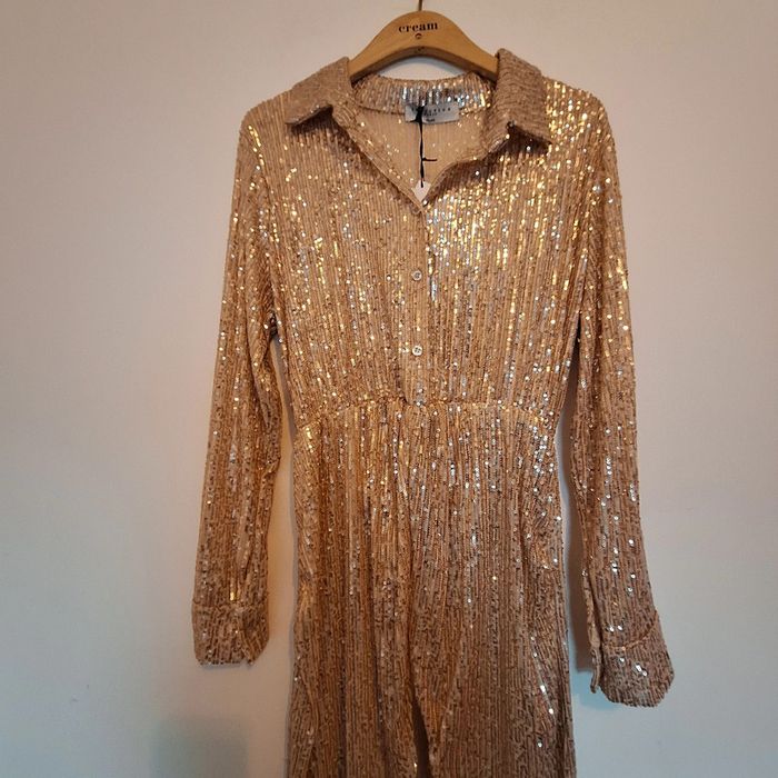 Robe chique avec paillettes beige taille unique - photo numéro 2