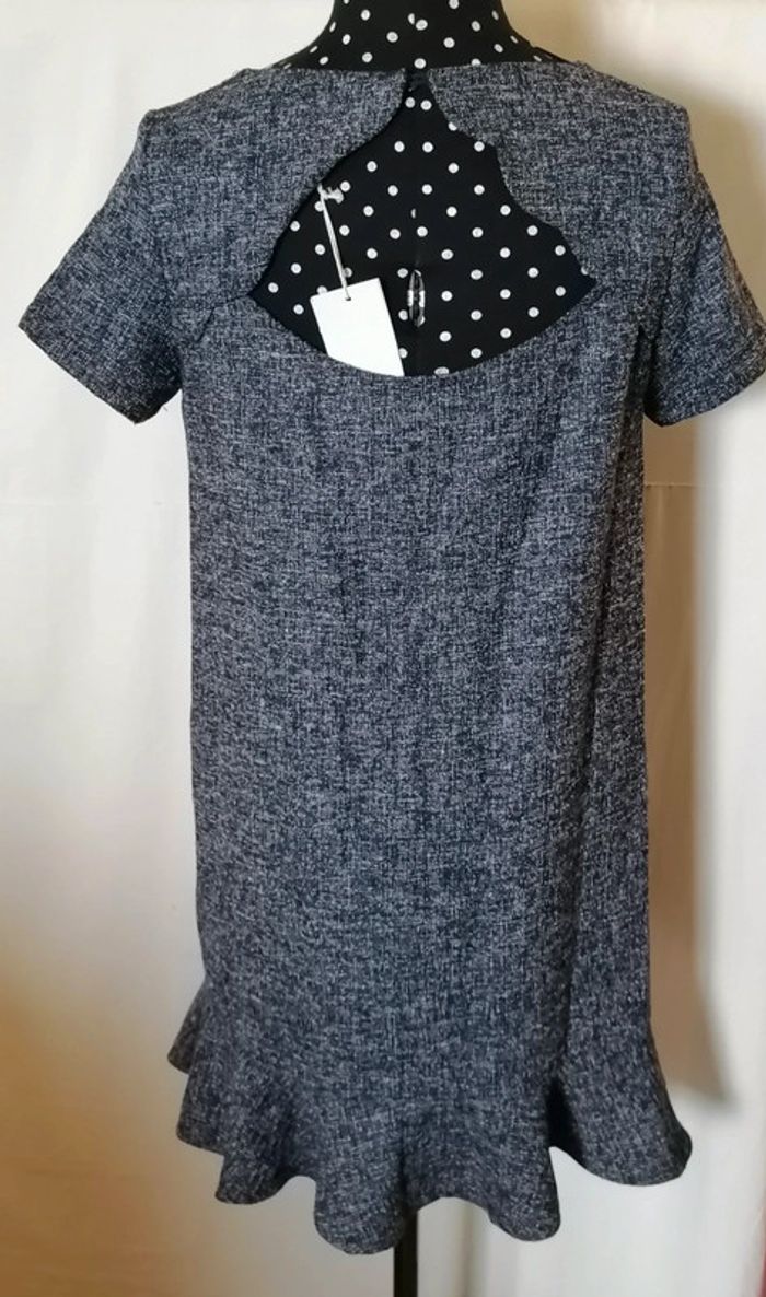 Robe type jean motif tweed volant bleu blanc taille S Y'Coo - photo numéro 6