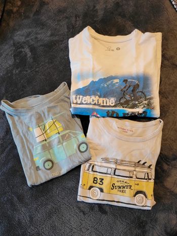 Lot de 3tee-shirts garçon 8ans voiture - combi - vélo