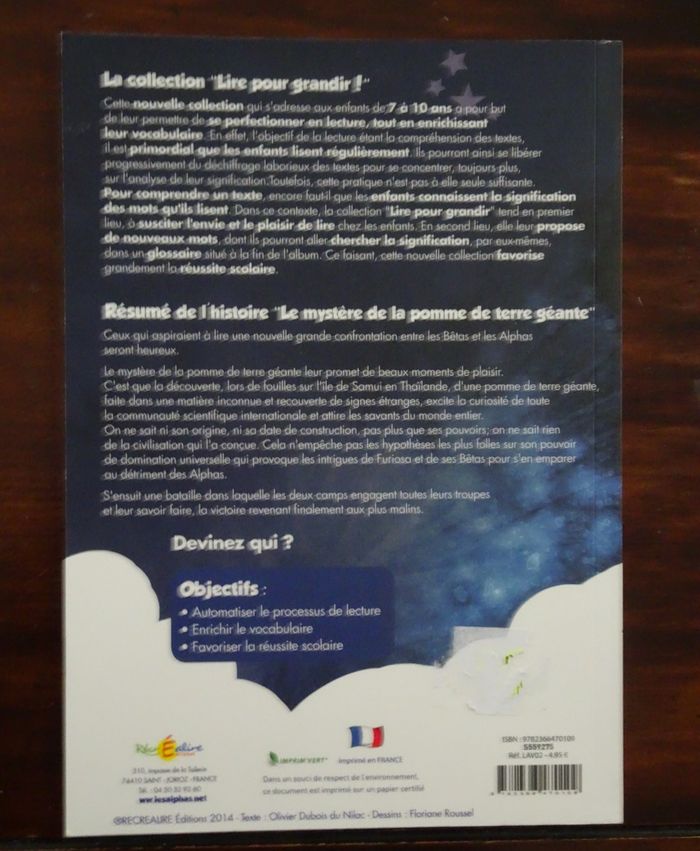 Livre d’apprentissage les Alphas - Le mystère de la pomme de terre géante dès 7 ans - photo numéro 2