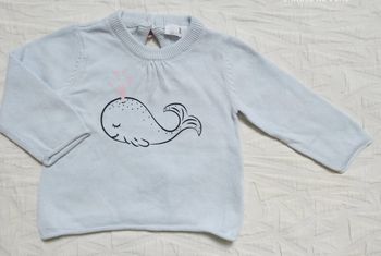 La Redoute pull coton Baleine noeud 3 mois