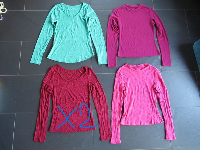 5 tee-shirts à manches longues / haut femme 36 / S - photo numéro 1