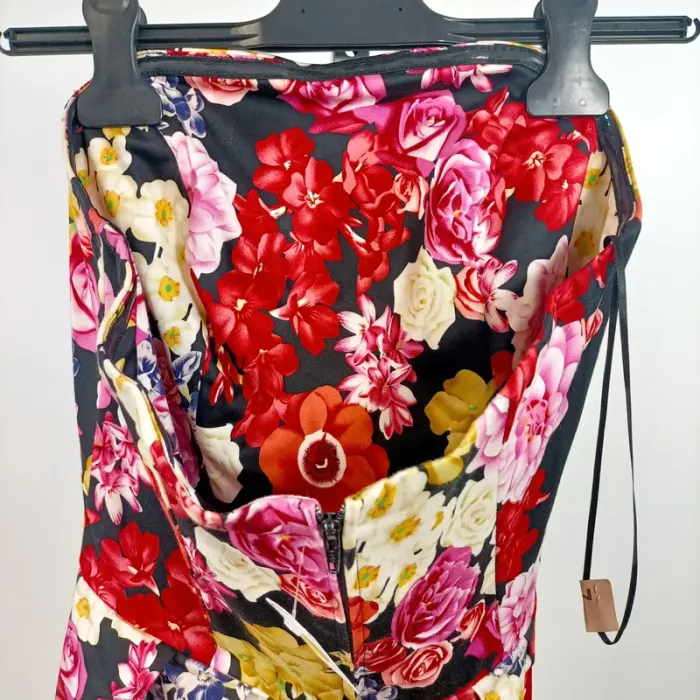 Robe bustier Naf Naf fleurie T.38 en coton stretch doublée, parfaite pour l’été ou une occasion A759 - photo numéro 3