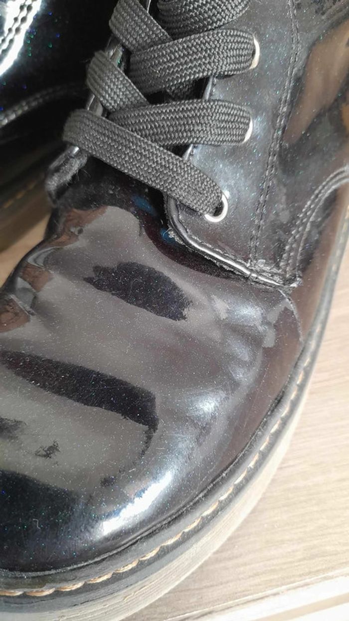 Boots bottines noires vernis pailletés Besson 35 - photo numéro 5