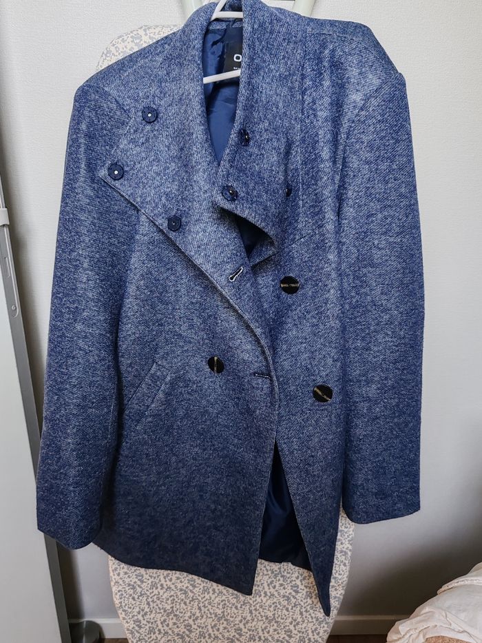 Manteau  automne bleu chiné - photo numéro 2