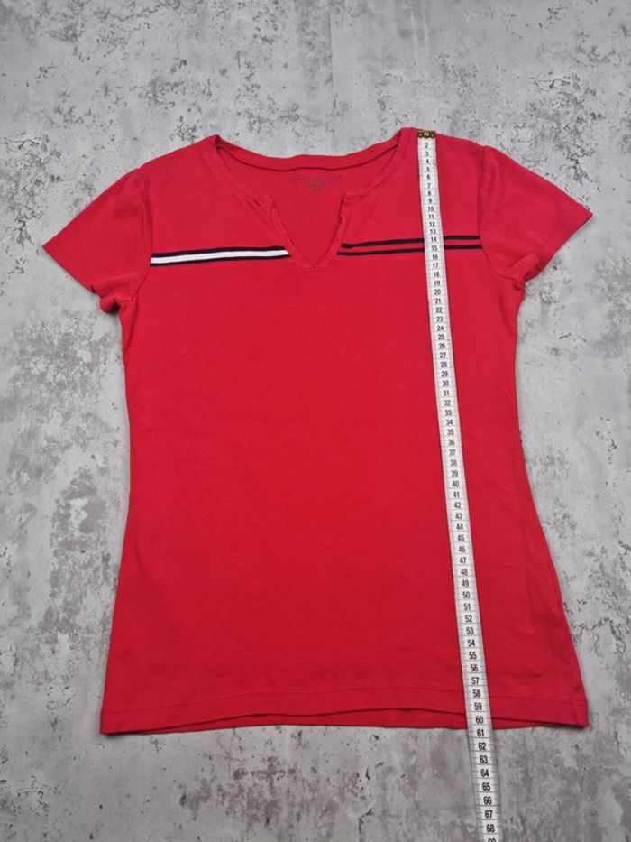 T-shirt Tommy Hilfiger rouge avec col fendu – Taille S Femme - photo numéro 5
