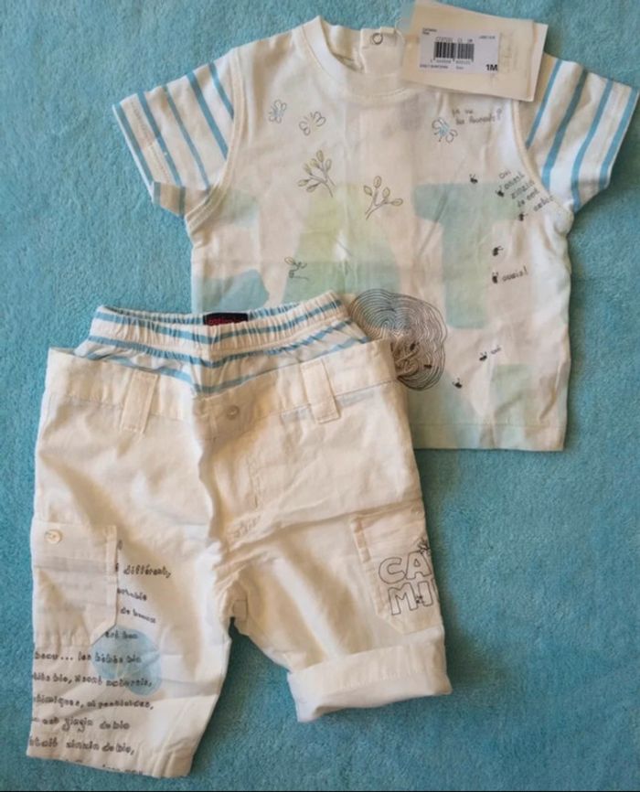 Ensemble tee-shirt + pantalon taille 1 mois catimini neuf avec étiquettes - photo numéro 18