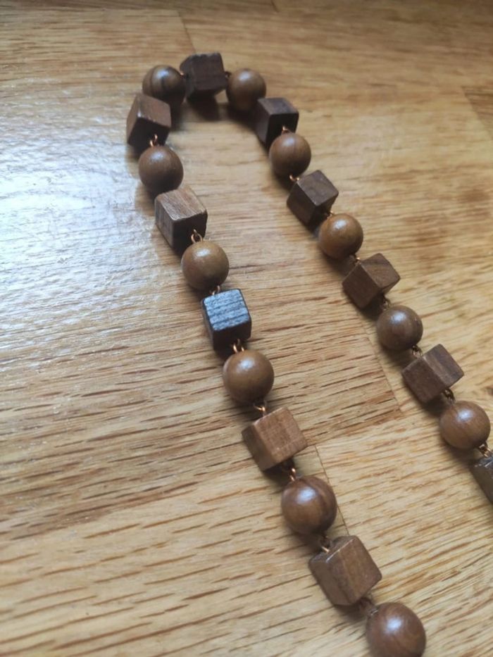 Collier en bois vintage - photo numéro 3