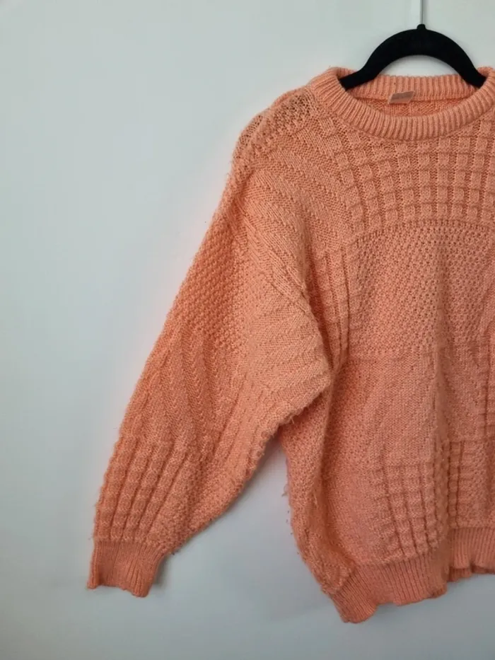 Pull over tricoté rose saumon vintage - photo numéro 11