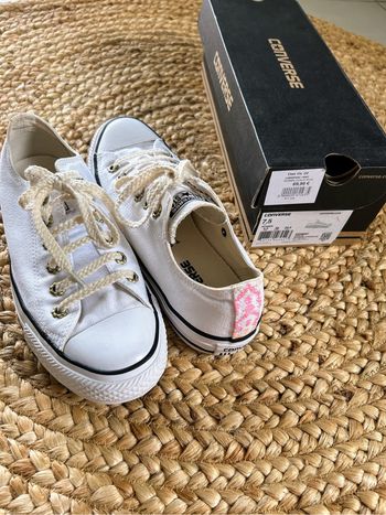 converse  blanche  fleurs 🌸