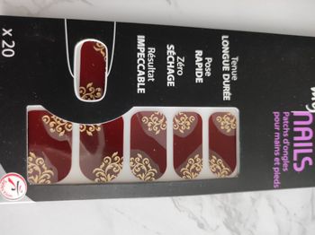 Patchs ongles main & pieds bordeau et doré