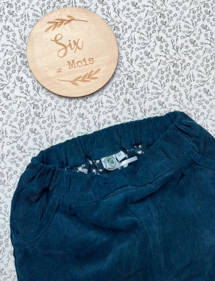 Pantalon velours bleu marine Bouchara 6 mois - photo numéro 6