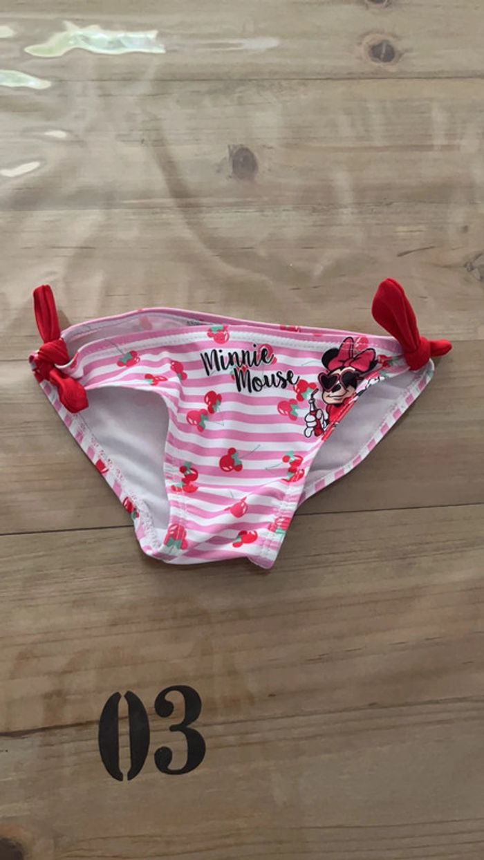 Culotte de bain minnie rose et blanc 12 mois