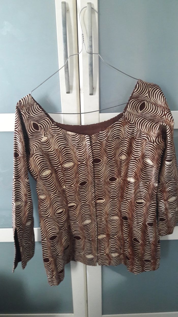 Tunique wax marron et beige - photo numéro 2
