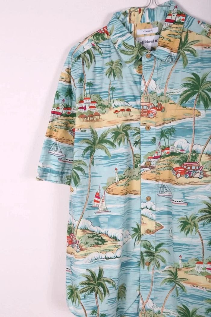 Chemise Hawaïenne vintage 90's en coton motif îles et palmiers (#250019) - photo numéro 3