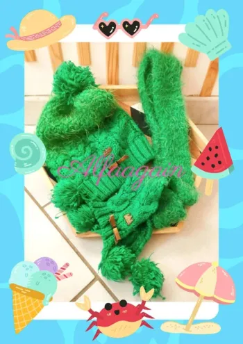 Ensemble bonnet écharpe catimini vert