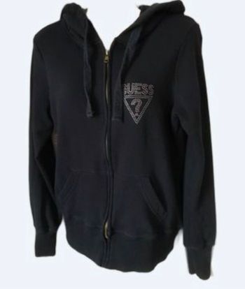 Superbe Gilet capuche sportwear bleu nuit et strass 40 Guess