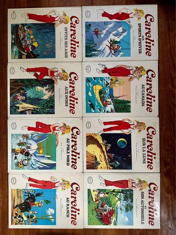 Lot de 8 Grands Albums blancs Caroline livres bd anciens Pierre Probst Hachette