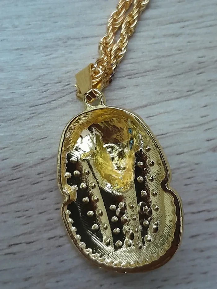 Collier pendentif Egyptien, Pharaon avec strass, couleur doré - photo numéro 3