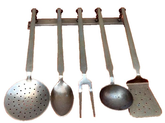 Serviteur de cuisine 5 ustensiles laiton massif - photo numéro 10