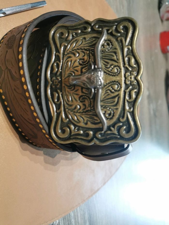 Ceinture de cowboy country taureau doré - photo numéro 2