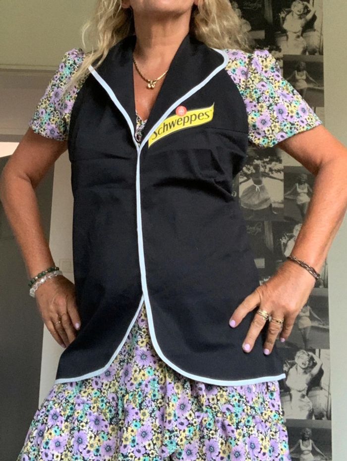 Joli tablier de cuisine femme style dos nu publicitaire Schweppes noir état neuf - photo numéro 5