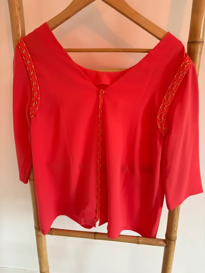 Blouse corail et or - photo numéro 2