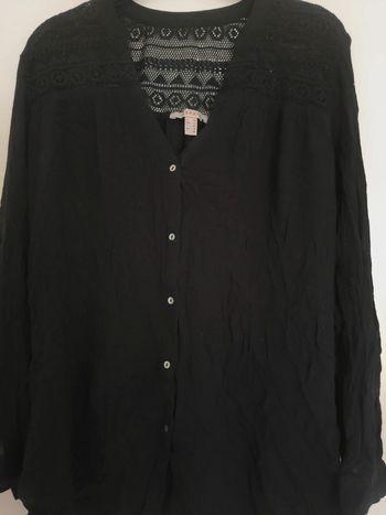 Chemise manches longues brodée noire esprit T.40